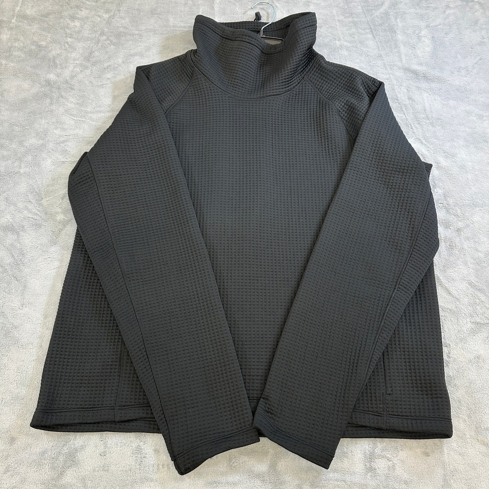 Lululemon Engineered Warmth Pullover Black Waffle Knit Funnel Neck LW3HFRS 12